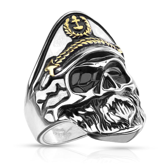 stianless steel captain skull ring