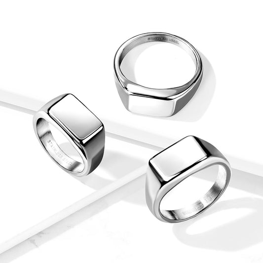 Wide Square Flat Top Stainless Steel Ring 9mm width