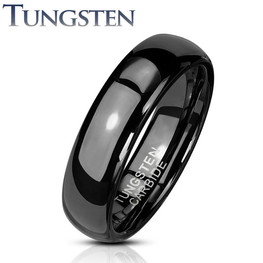 Plain Dome Band Black PVD Tungsten Carbide Rings